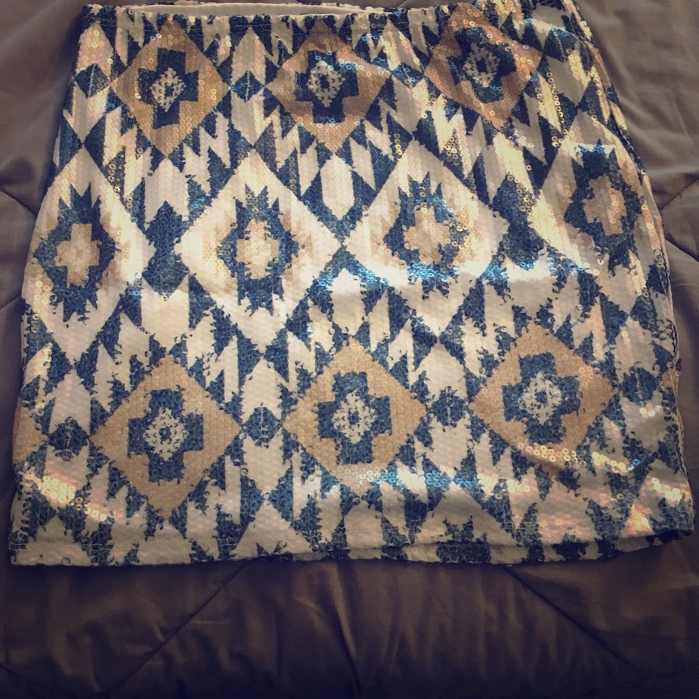 Aztec print sequin skirt
